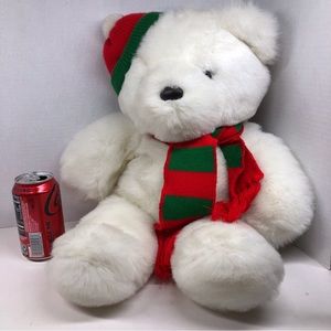 Teddy Bear Large White Bear with Hat and Scarf Winter Ski